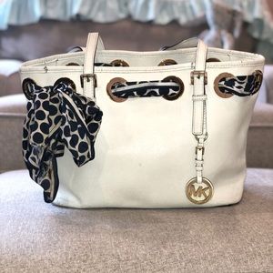 White Michael Kors Purse with Scarf